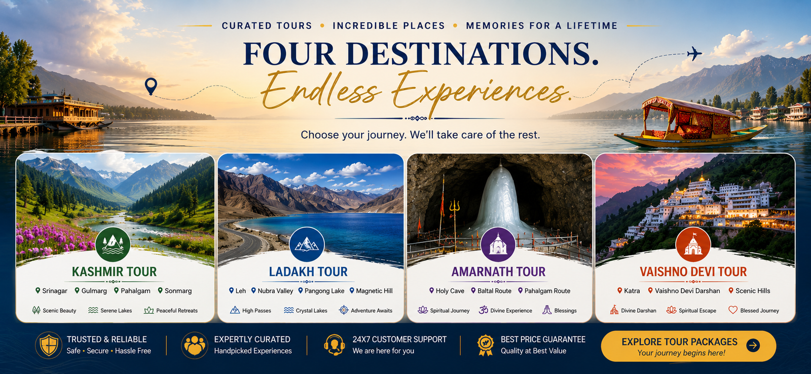 Kashmir, Ladakh, Amarnath and Vaishno Devi tour packages
