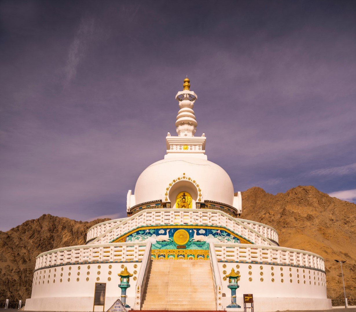 Things to do in Ladakh including enjoying panoramic views from Shanti Stupa