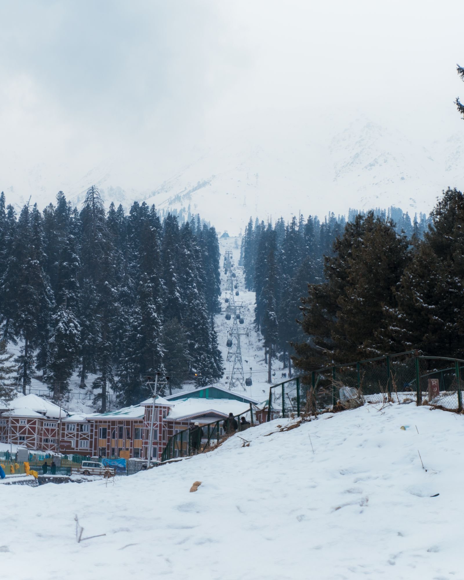 Snow activities and snow covered mountains in Gulmarg Kashmir